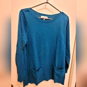 Colour Eighteen Large Teal 100% Cotton longer sweater